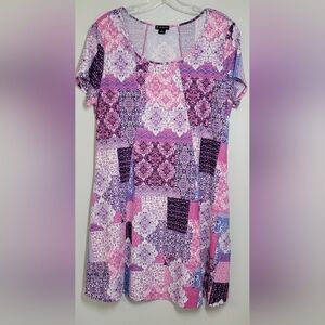 New Directions Scoop Neck Tee- Shirt Dress With Pockets Medium